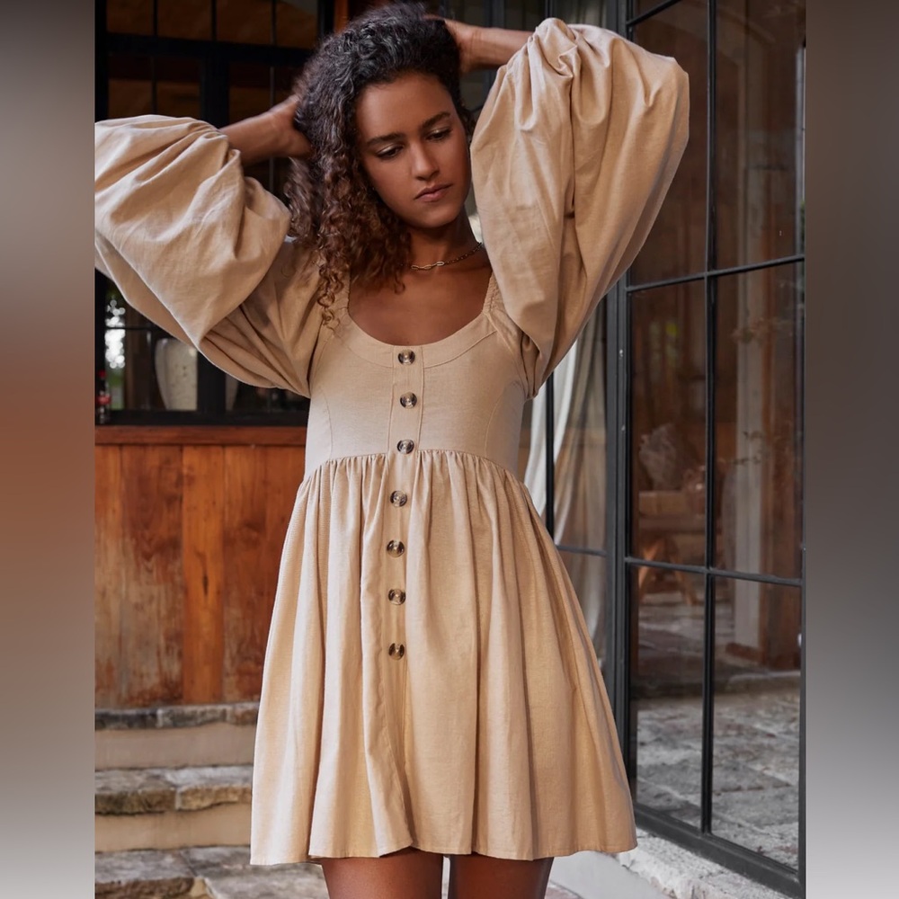 ELF Chloie Empire Waist Linen Mini Dress